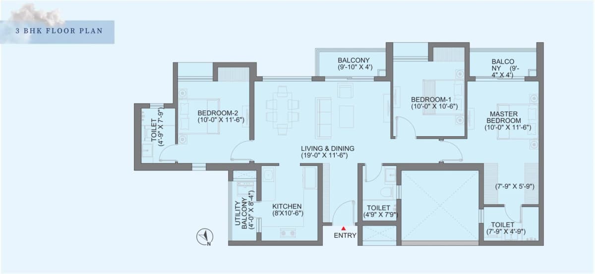 3 BHK Floor Plan