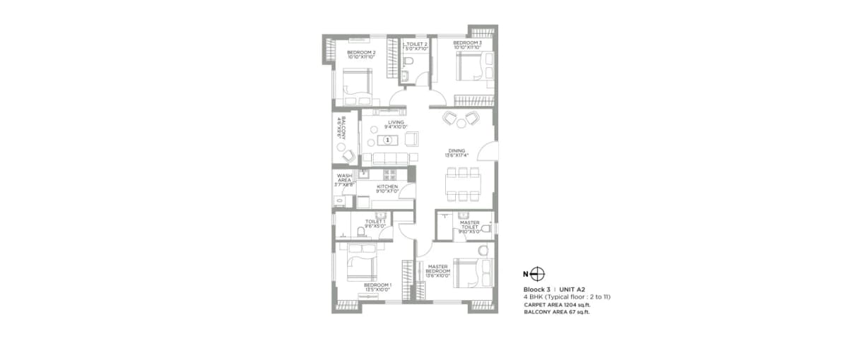4 BHK Floor Plan