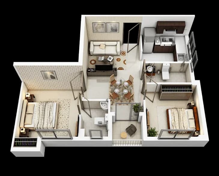 2 BHK Unit Plan