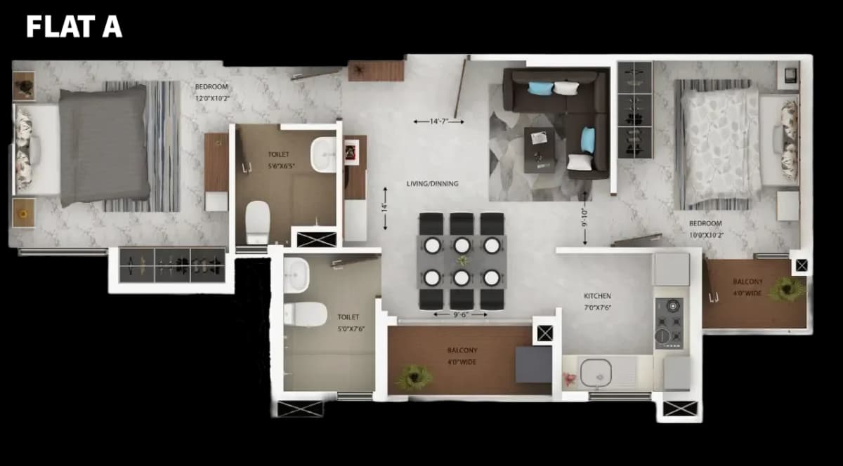 2 BHK Type A