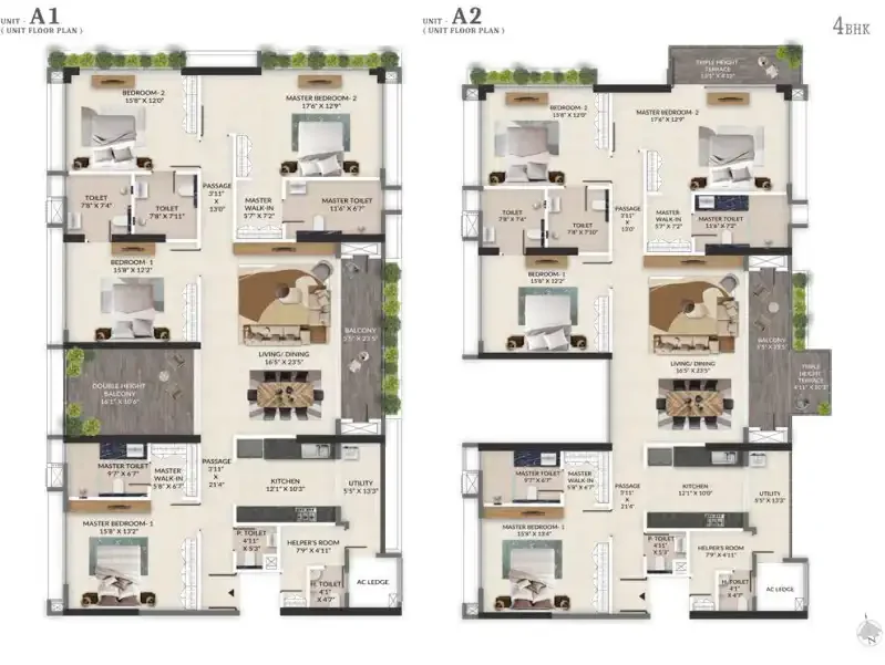 4 BHK Unit Plan