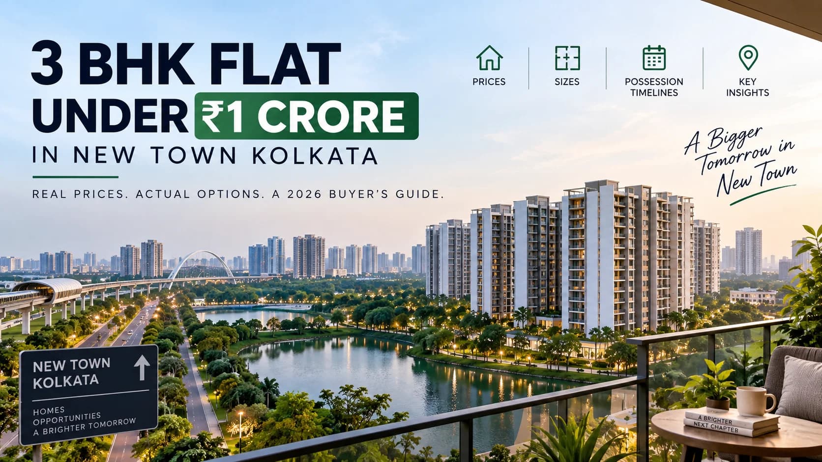 3 BHK Flats Under ₹1 Crore in New Town, Kolkata