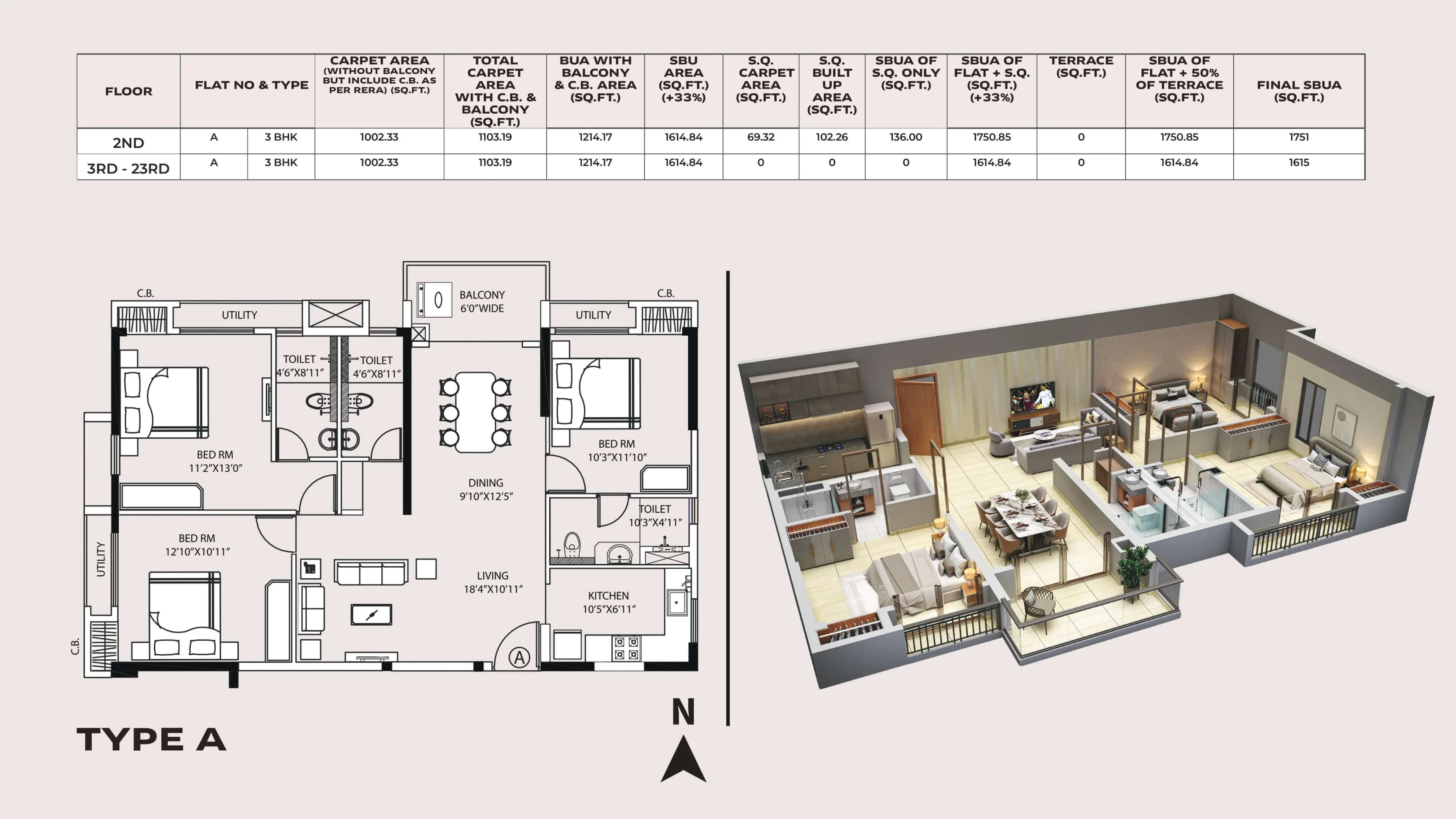 3 BHK Type A