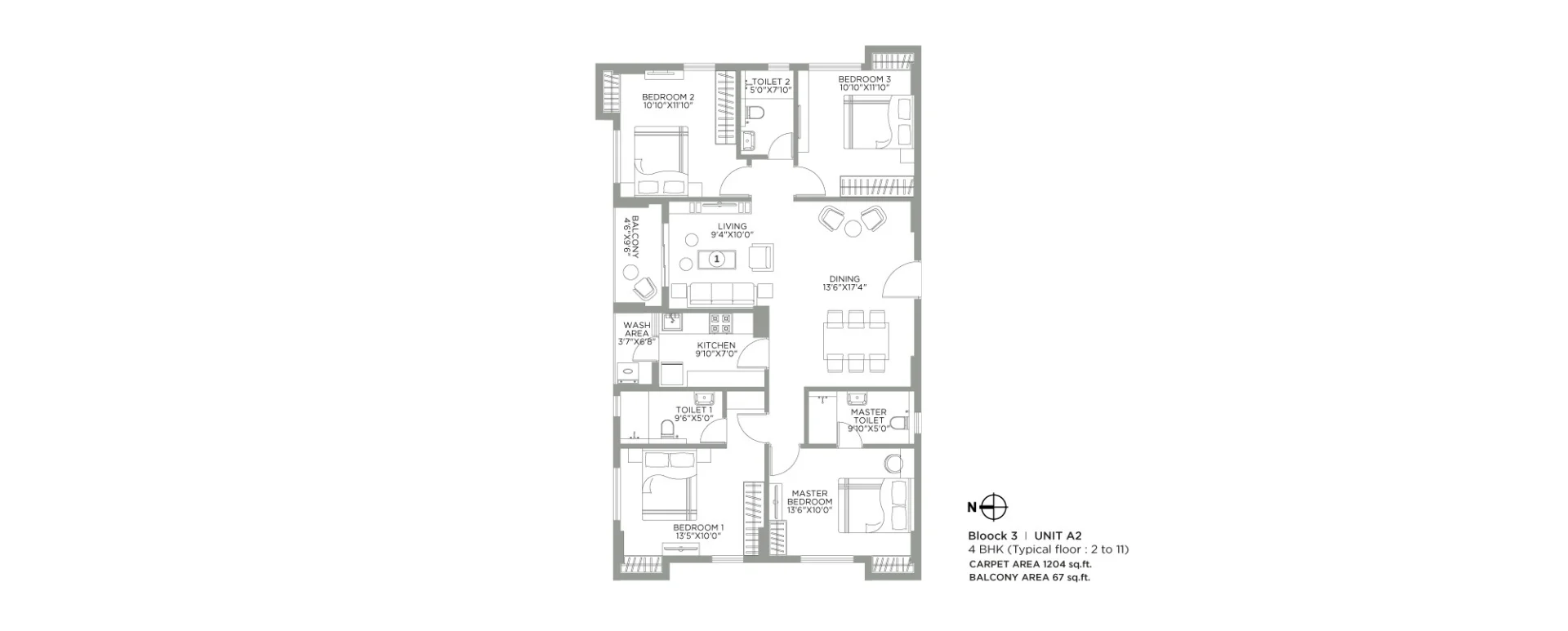 4 BHK Floor Plan